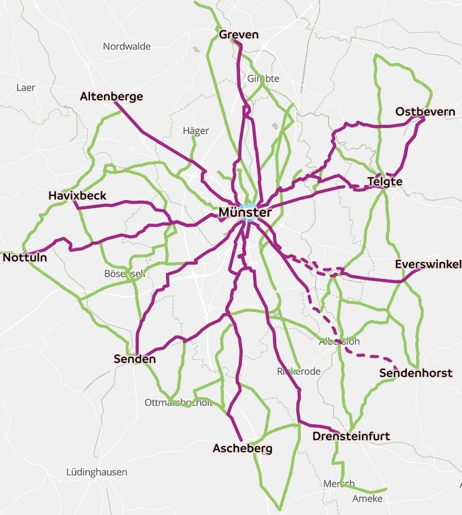 Übersichtskarte Veloregion Münster ©www.veloregion.de